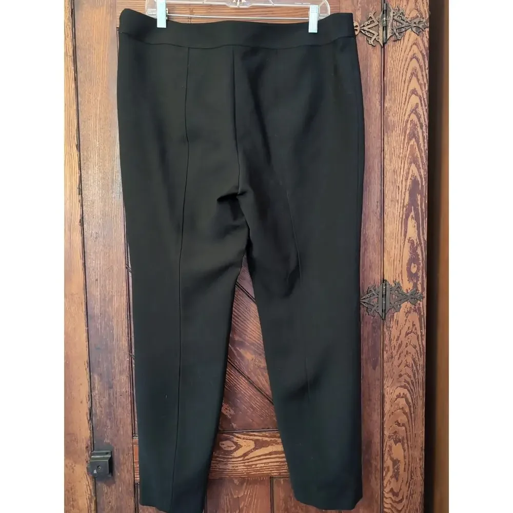 Tory Burch Black Wool Blend Dress Pants Trousers Side Zip Size 14 Ankle Length
